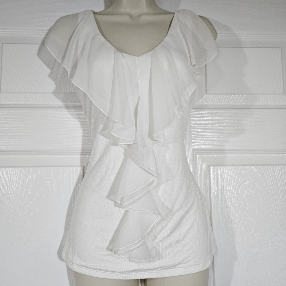 Cache White Ruffle Top - Picture 2 of 6
